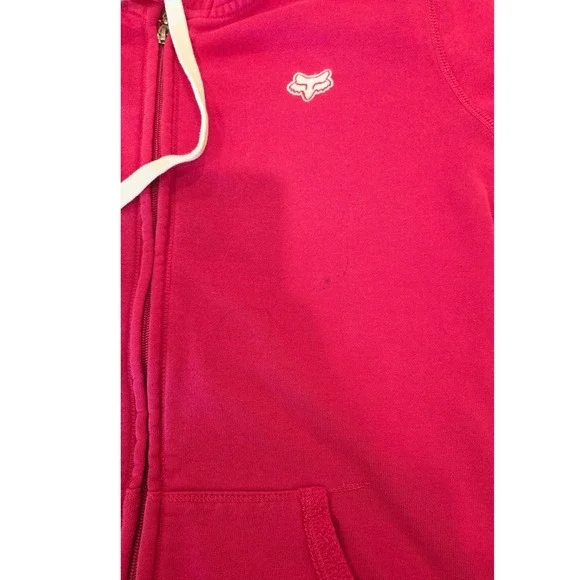 Fox Racing Womens Magenta Pink Full Zip Hoodie Fleece Embroidered Logo Large - Picture 7 of 10